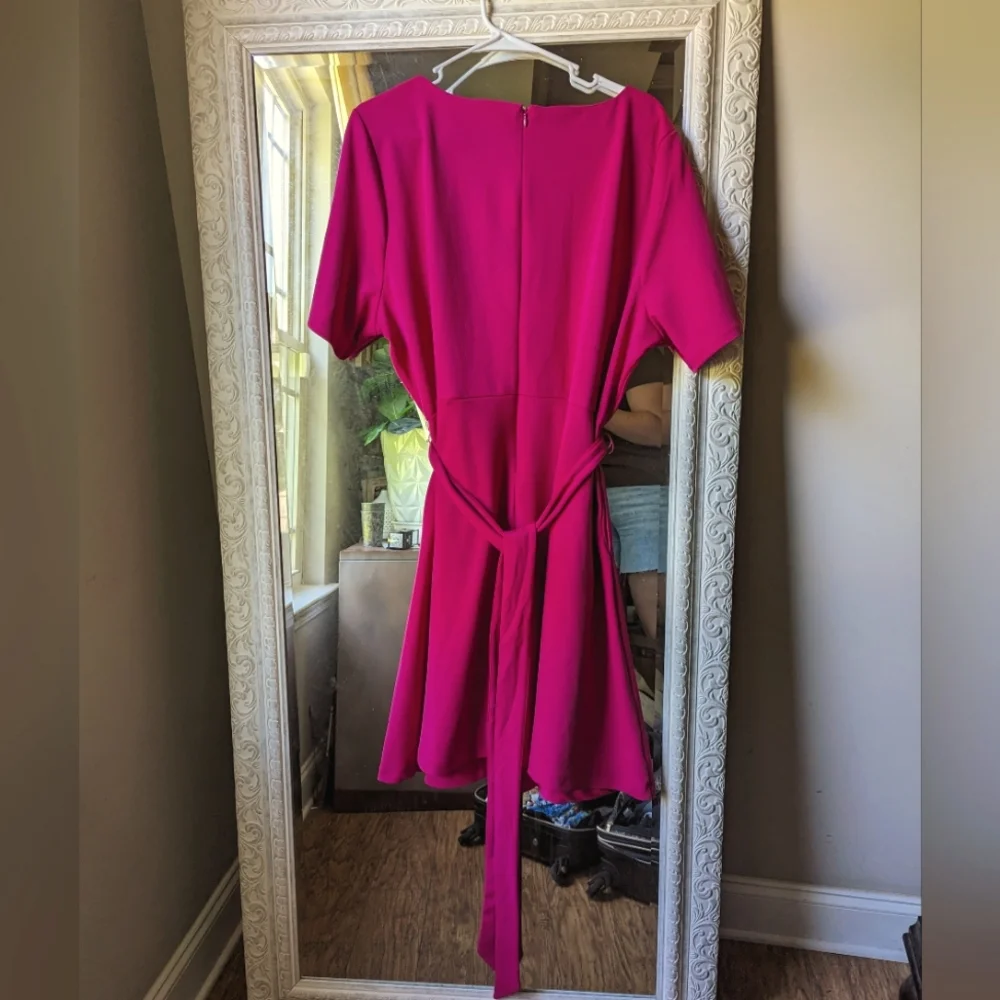 Beauticurve x Lane Bryant Hot Pink Knee Length Short Sleeve Dress size 20 - Picture 4 of 6